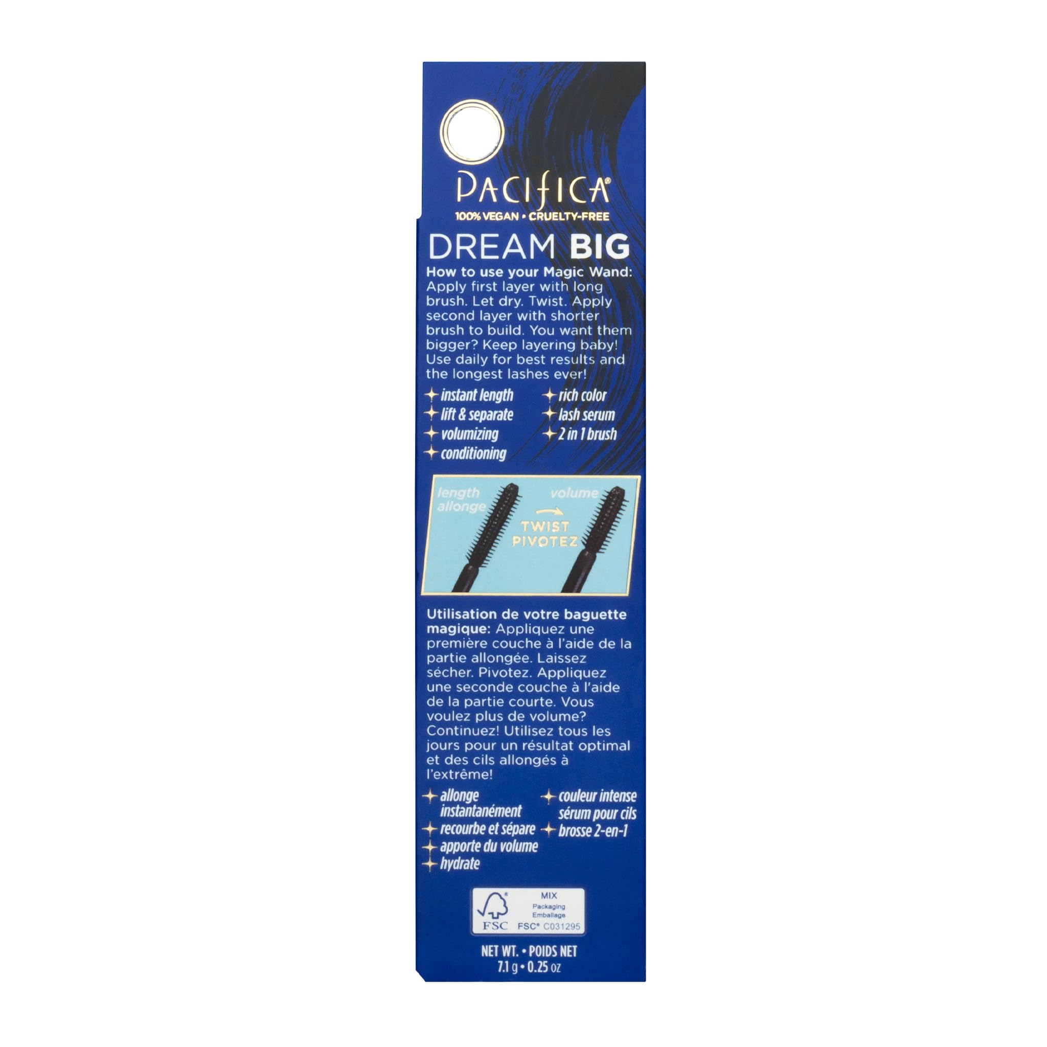 Pacifica Beauty Dream Big Lash Extending 7 in 1 Mascara, Black Magic, 0.25 Ounce
